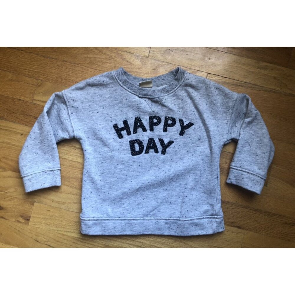 Zara Size 5 Grey “happy Day” Sweatshirt